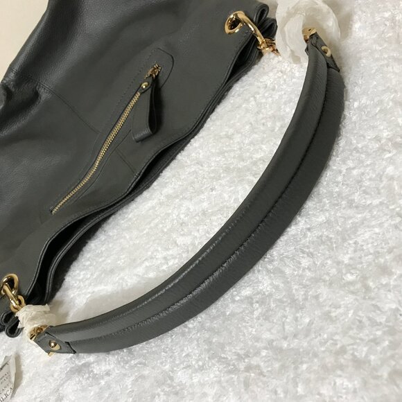 NEW! Cuore & Pelle Designer Pebbled Leather Sage Green Satchel Shoulder Bag - Picture 13 of 16